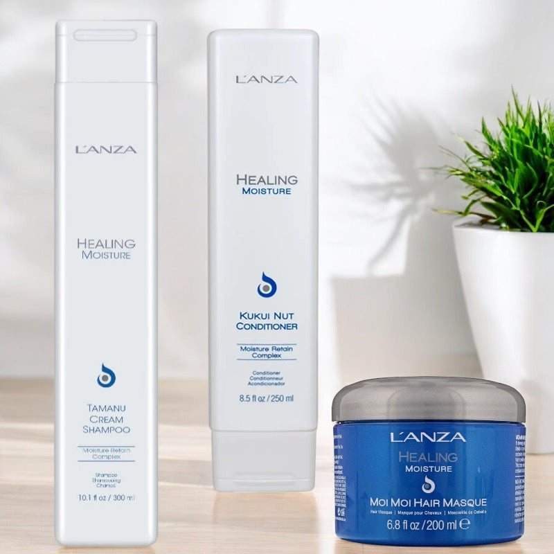 L'Anza - Healing Moisture - Shampoo, Conditioner & Masker - Droog Haar - Voordeelset - Kappers Goederen