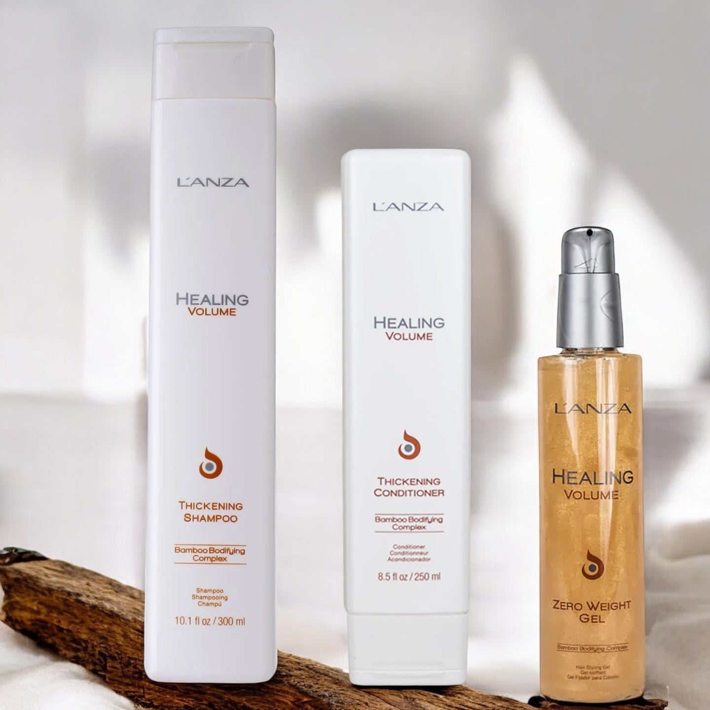 L'Anza - Healing Volume - Thickening Shampoo, Conditioner & Zero Weight Gel - Voordeelset - Kappers Goederen