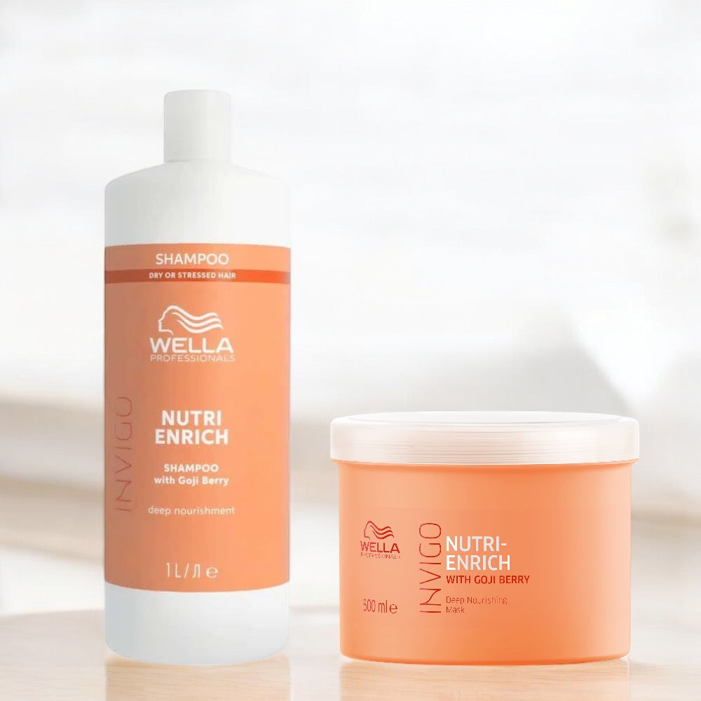 Wella Professionals - Nutri Enrich - Droog & Beschadigd Haar - Shampoo & Masker Voordeelset - Kappers Goederen