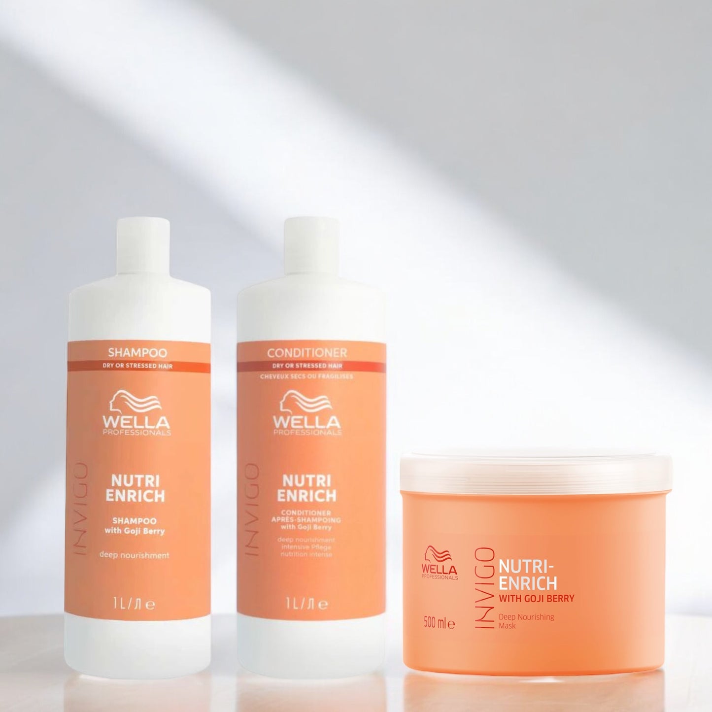 Wella Professionals - Nutri Enrich - Droog & Beschadigd Haar - Shampoo, Conditioner & Masker Voordeelset - Kappers Goederen