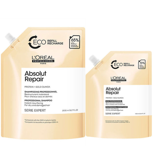 L`Oreal Professionnel - Absolut Repair Refill Set - Shampoo + Conditioner 1500+750ml - Beschadigd Haar 9