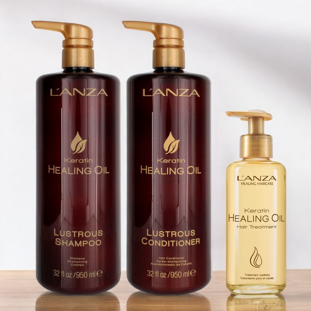 L'anza - Keratin Healing Oil - Lustrous Set + Olie - Kappers Goederen