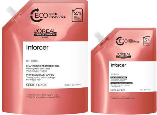L`Oreal Professonnel - Inforcer Refill Set - Shampoo + Conditioner 1500+750ml - Breekbaar Haar