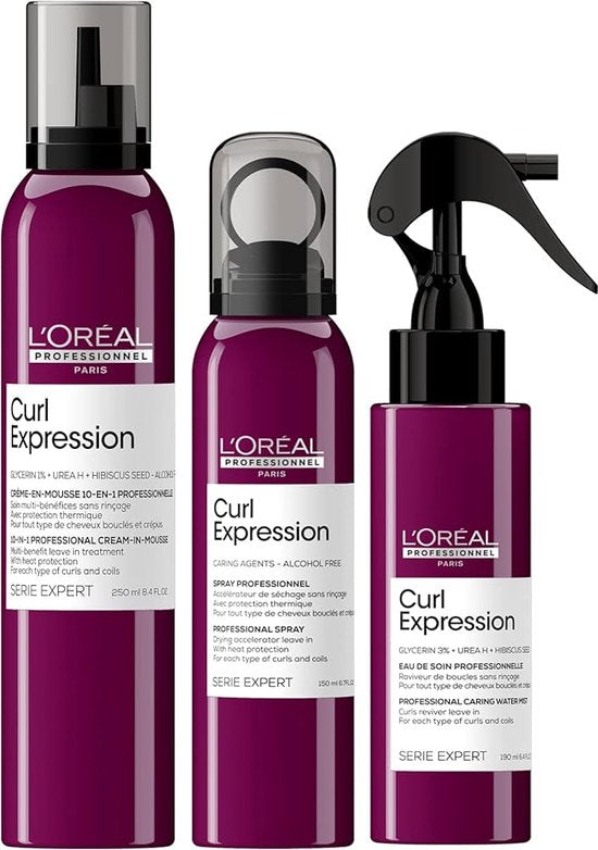 L`Oreal Professionnel - Curl Expression Styling Pakket - Krullend Haar - 3 Stuks - Kappers Goederen