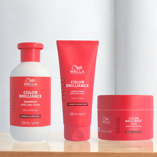 Wella Professionals - Color Brilliance - Gekleurd & Dik Haar - Shampoo,  Conditioner & Masker  - Voordeelset