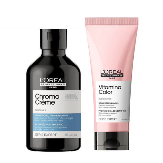 L`Oreal Professionnel - Chroma Creme As & Vitamino Color Duo Set- Kleurcorrigerende Set Lichtbruin Haar 21 - Kappers Goederen