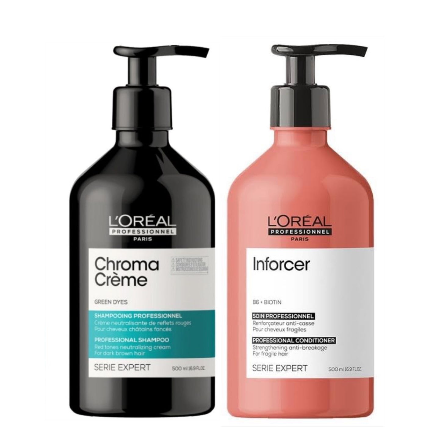 L`Oreal Professionnel - Chroma Creme Mat & Inforcer Duo Set Groot - Kleur Corrigerend - Donker Bruin Haar 22 - Kappers Goederen