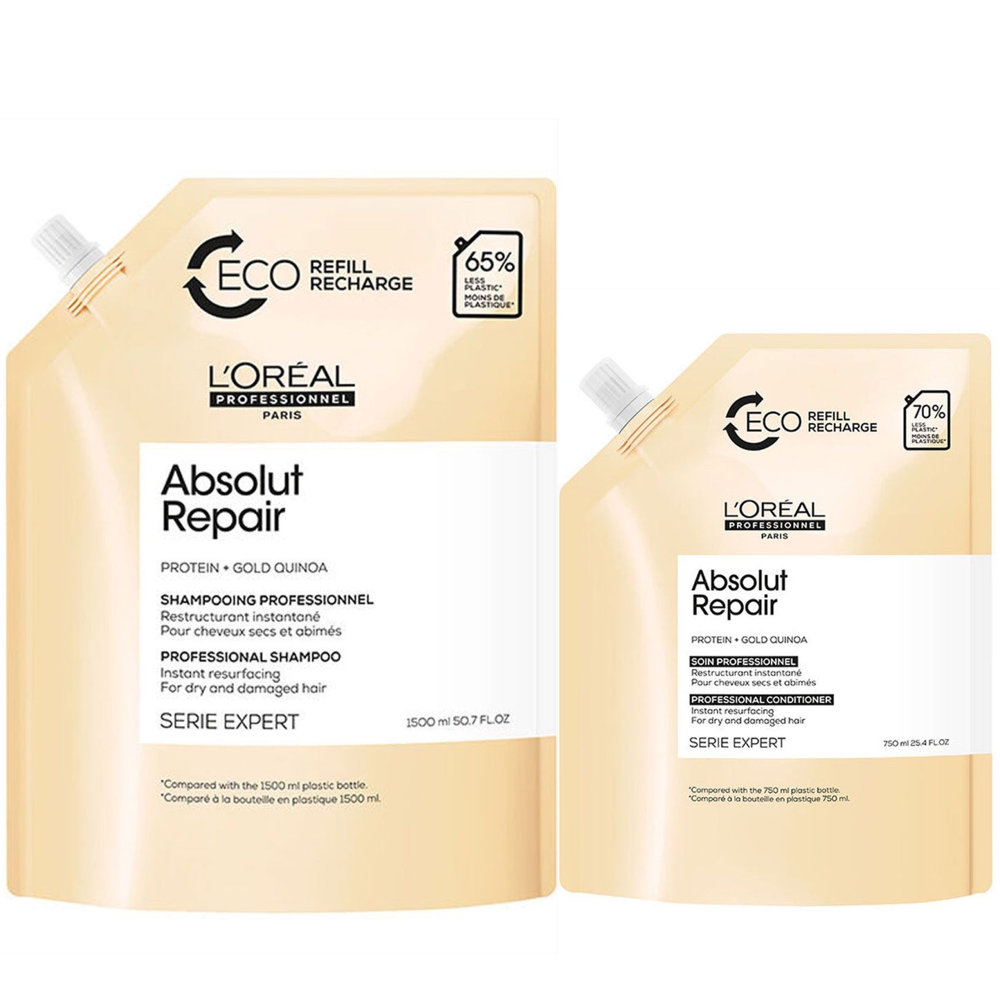 L`Oreal Professionnel - Absolut Repair Refill Set - Shampoo + Conditioner 1500+750ml - Beschadigd Haar 9 - Kappers Goederen